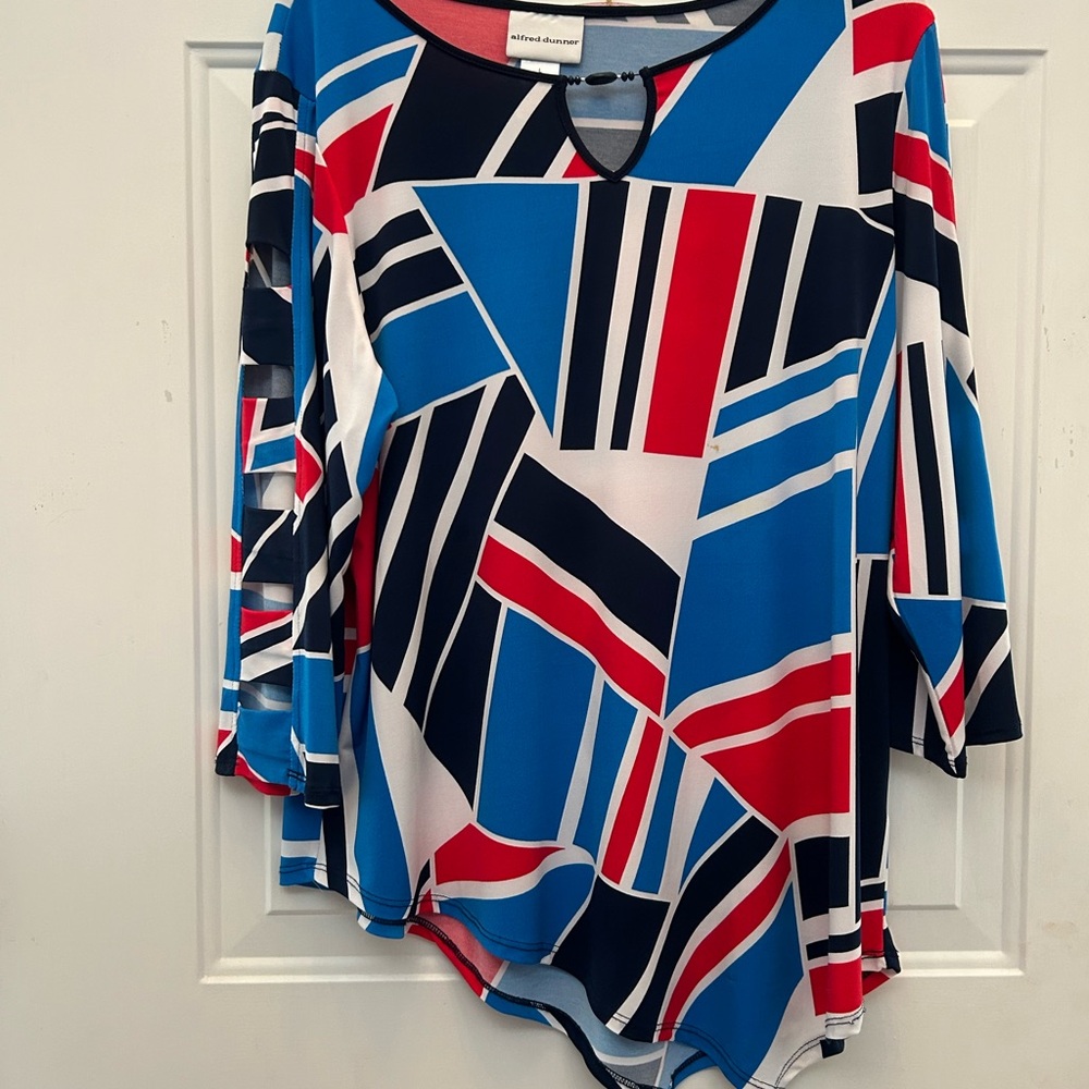 Alfred Dunner Women's Geometric Print Top - Red, Blue, Black